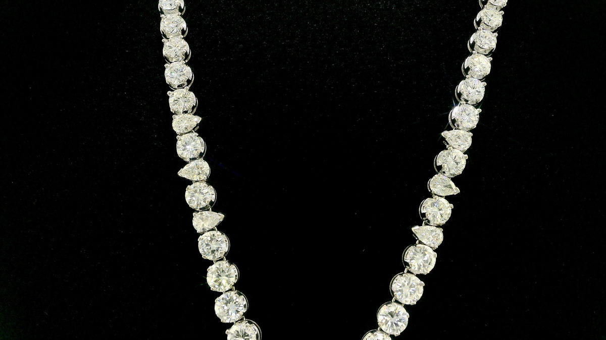 12.73-Carat Pear-Cut Sapphire Necklace with Diamonds in 14K White Gold