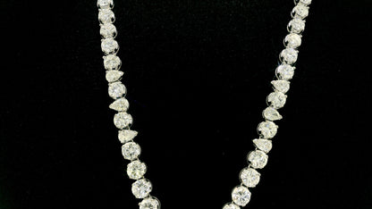 12.73-Carat Pear-Cut Sapphire Necklace with Diamonds in 14K White Gold
