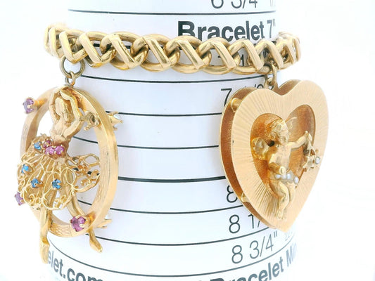 14K Tiffany & Co With 18K Correct-Period Charms Midcentury Bracelet