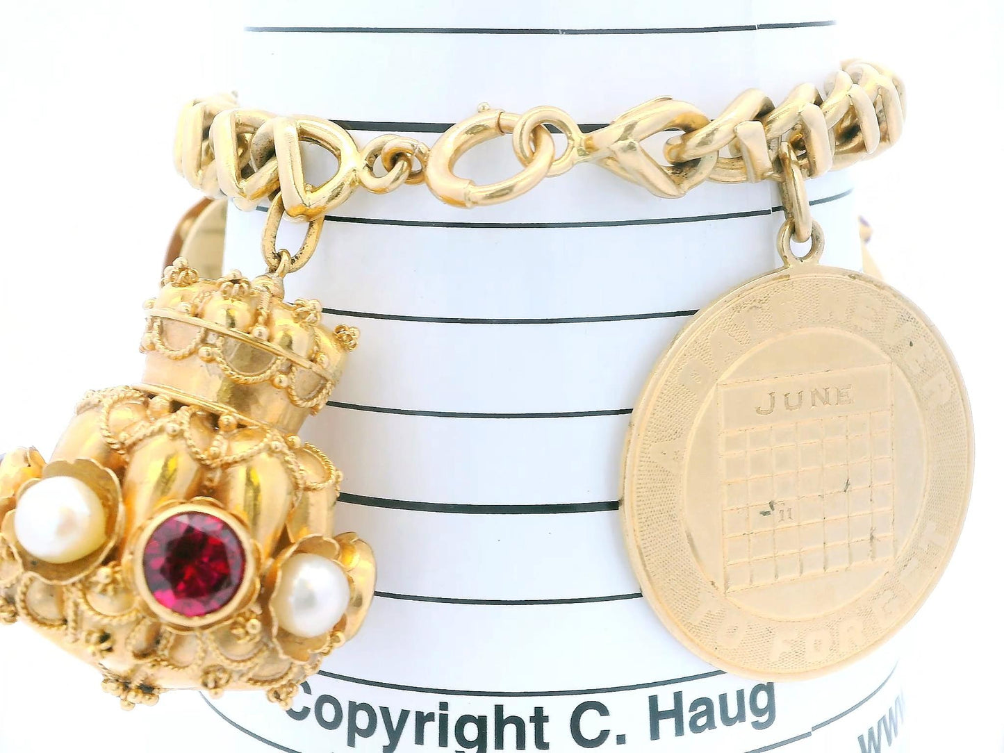 14K Tiffany & Co With 18K Correct-Period Charms Midcentury Bracelet