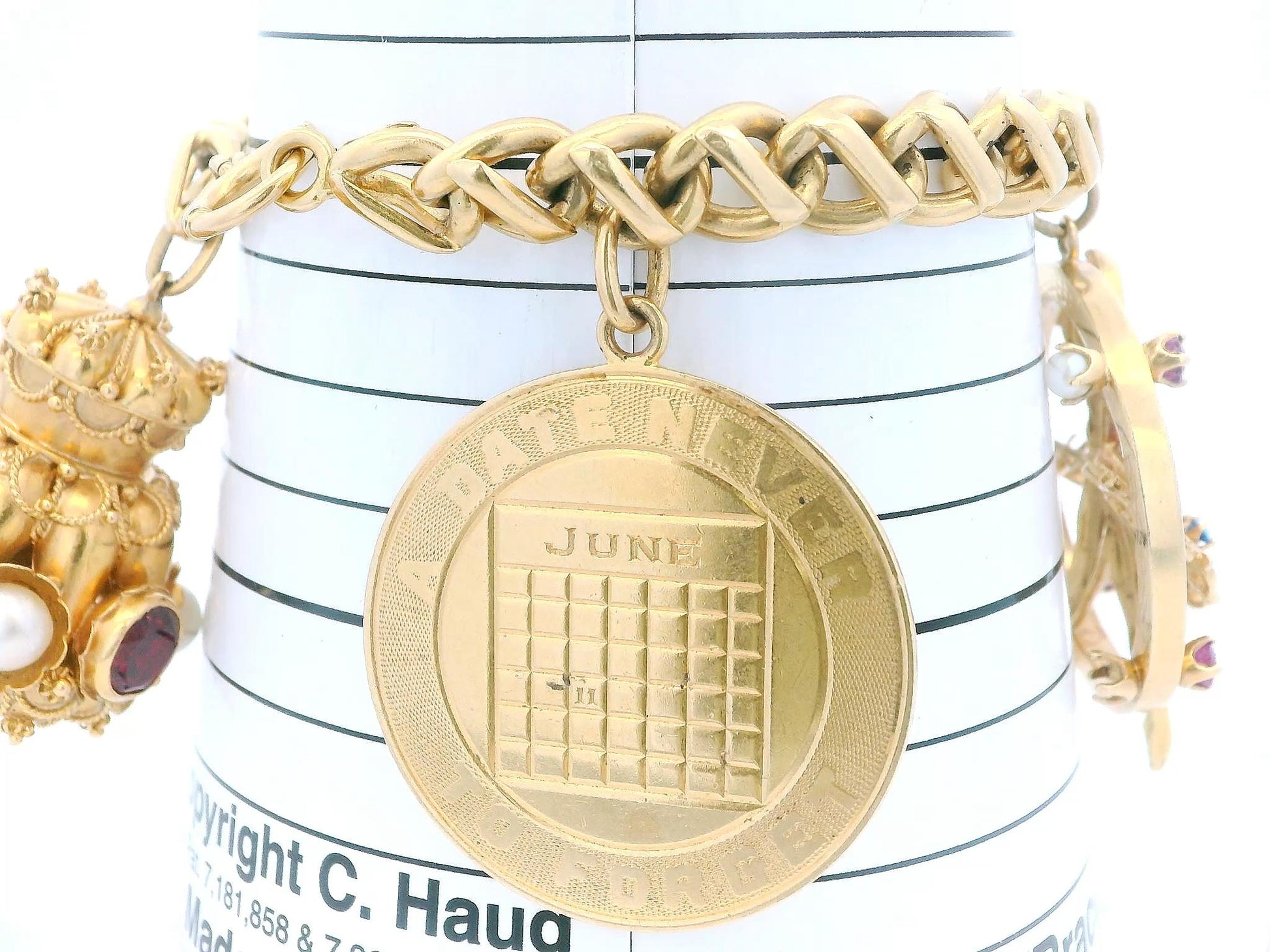 14K Tiffany & Co With 18K Correct-Period Charms Midcentury Bracelet