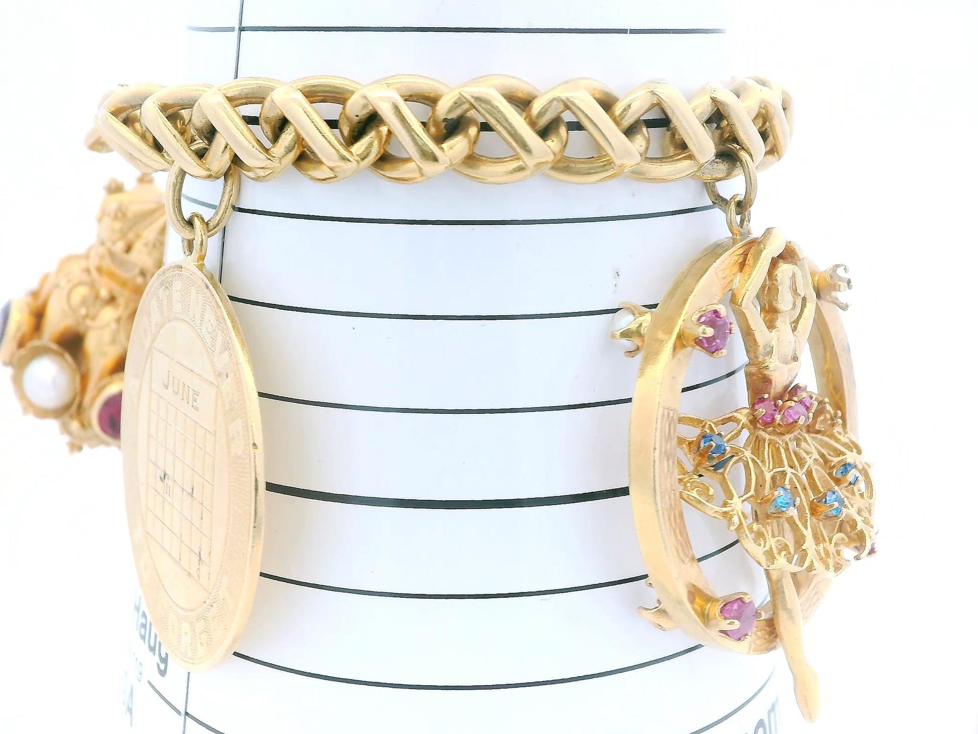 14K Tiffany & Co With 18K Correct-Period Charms Midcentury Bracelet