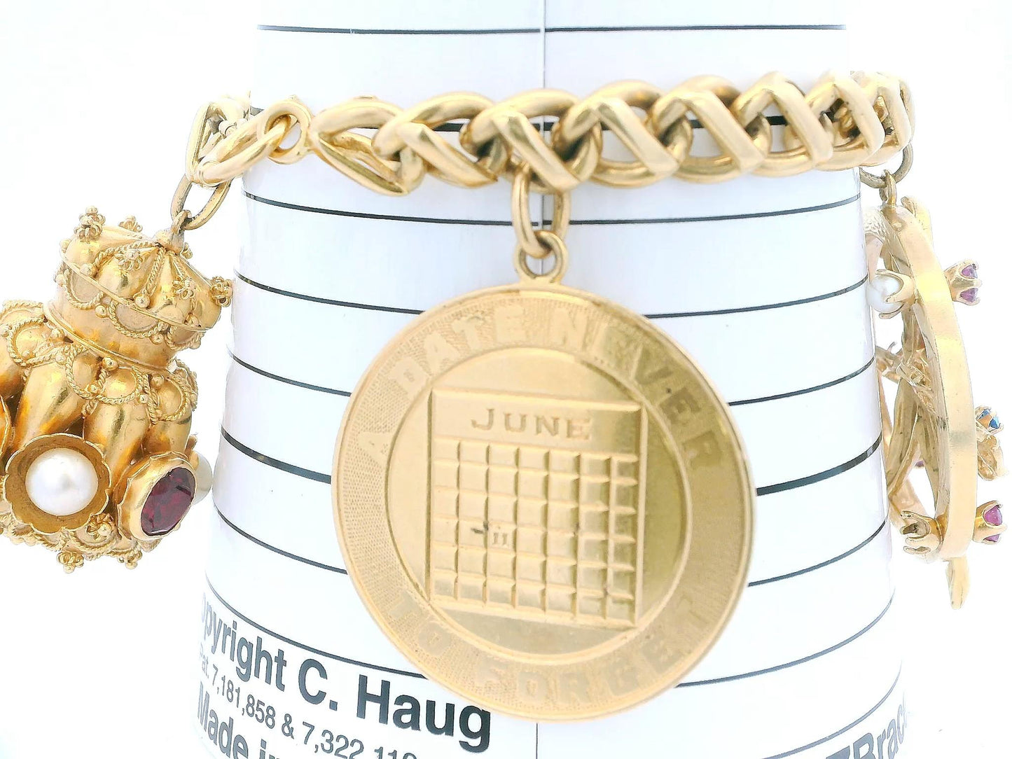 14K Tiffany & Co With 18K Correct-Period Charms Midcentury Bracelet