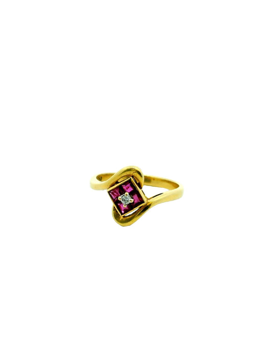 Ruby & Diamond 18K Yellow Gold Ring