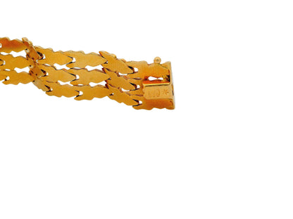18K Yellow Gold Italian Florentined Alternating Links Bracelet