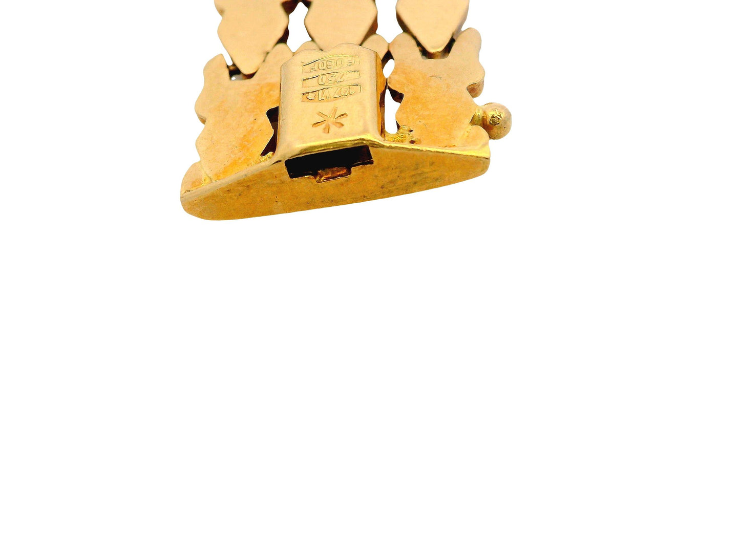 18K Yellow Gold Italian Florentined Alternating Links Bracelet