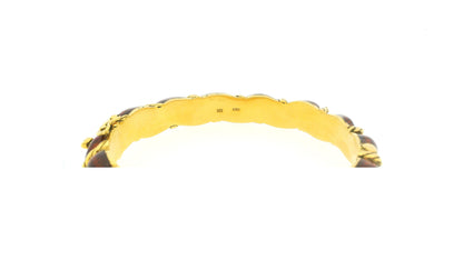 18K Yellow Gold Twist Bangle With Burgundy Enamel