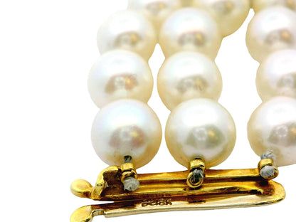 Honora triple strand pearl Bracelet with 4 pave stations 3.28