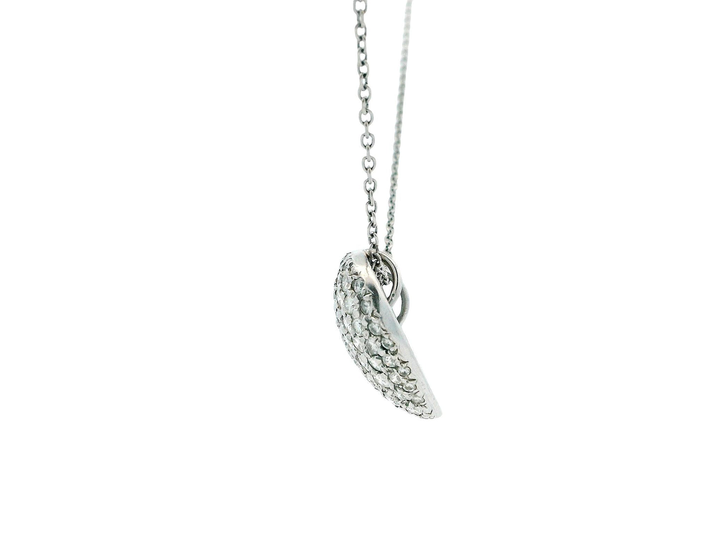 14K White Gold Heart Shape Pavé Necklace Pendant