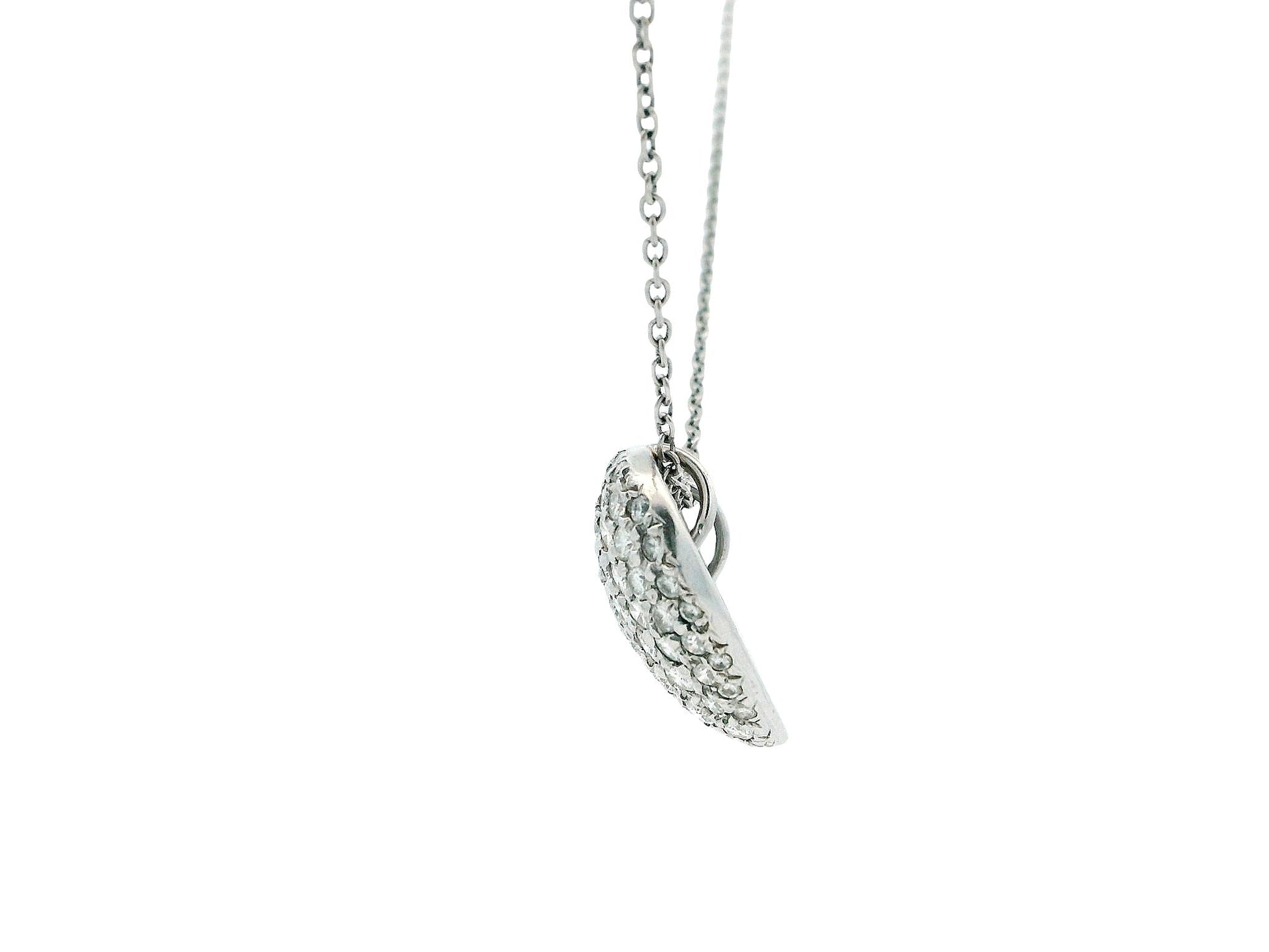 14K White Gold Heart Shape Pavé Necklace Pendant
