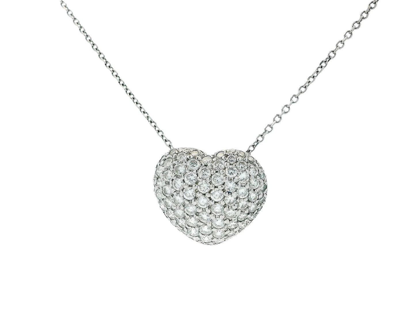 14K White Gold Heart Shape Pavé Necklace Pendant