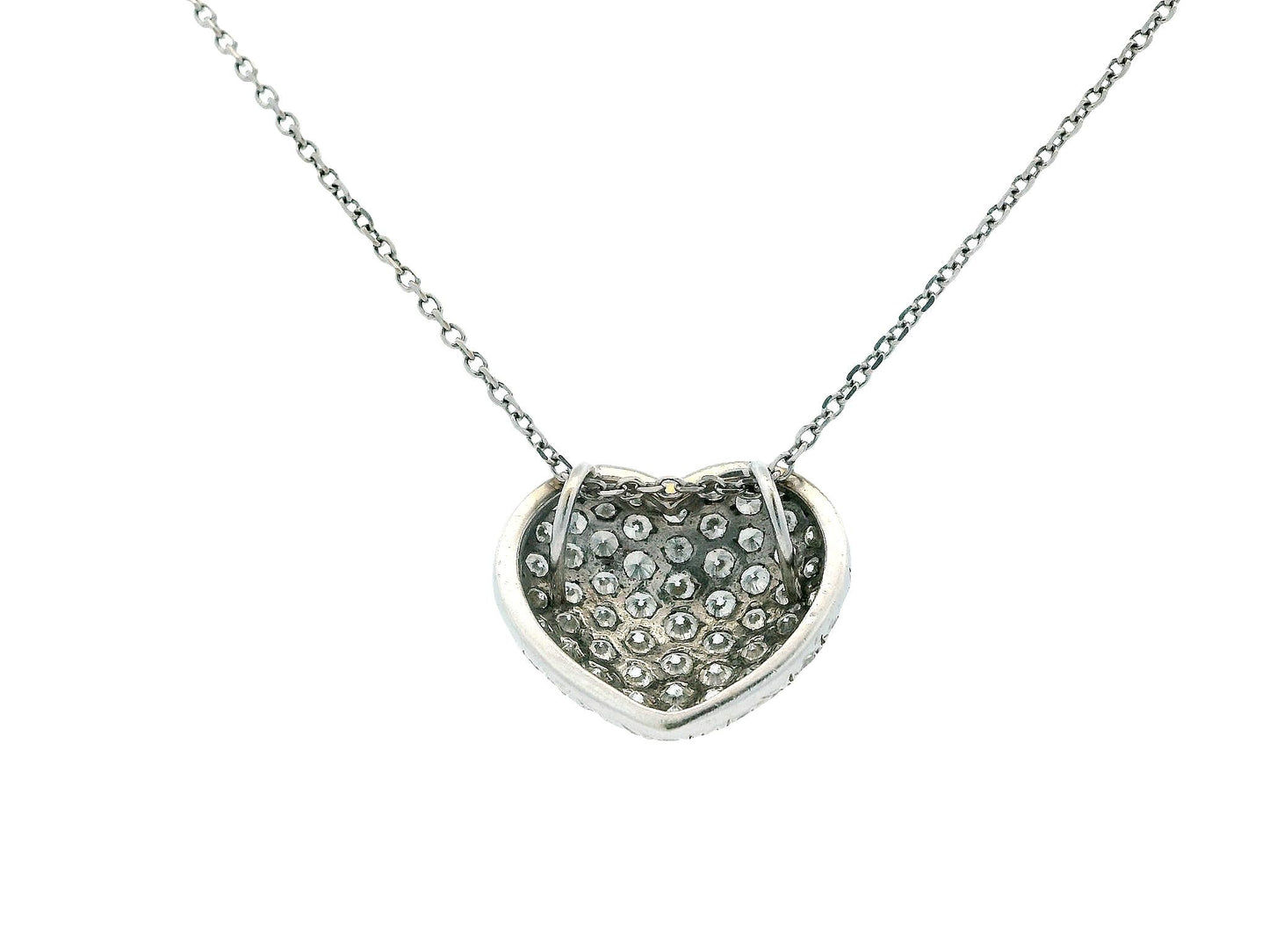 14K White Gold Heart Shape Pavé Necklace Pendant
