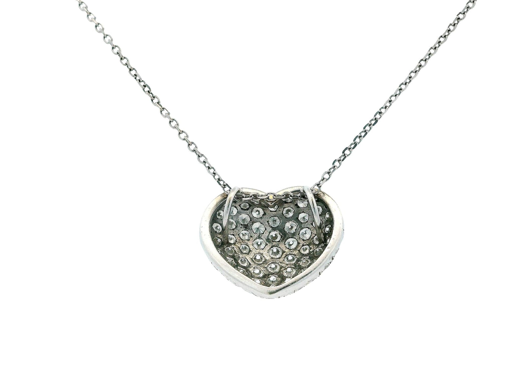 14K White Gold Heart Shape Pavé Necklace Pendant