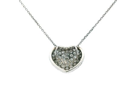 14K White Gold Heart Shape Pavé Necklace Pendant