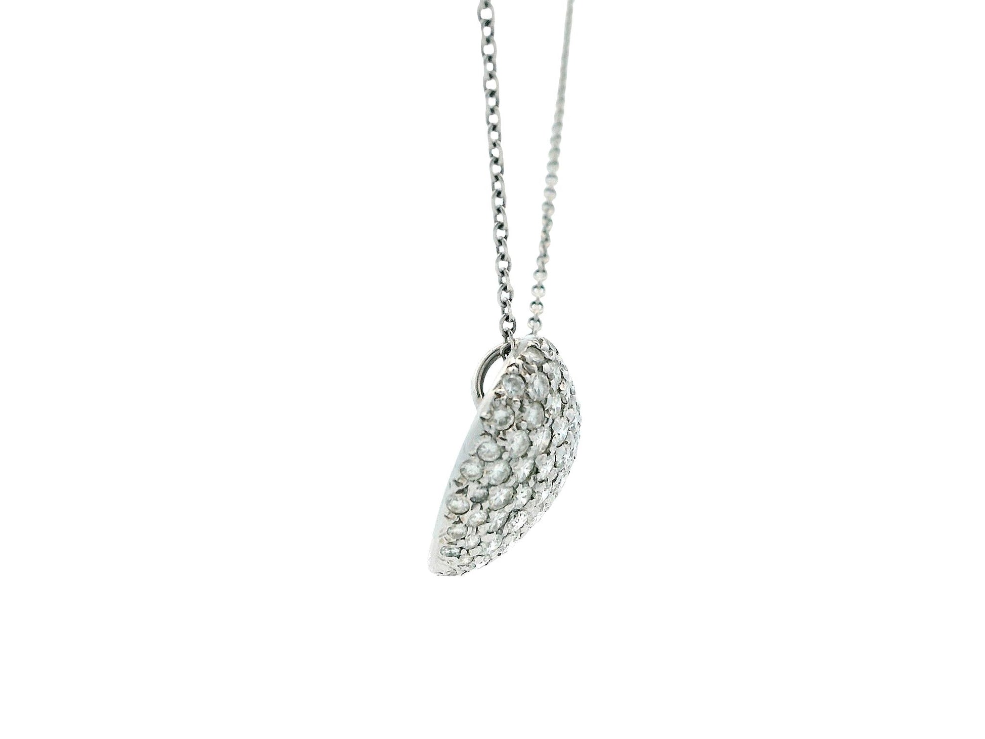 14K White Gold Heart Shape Pavé Necklace Pendant