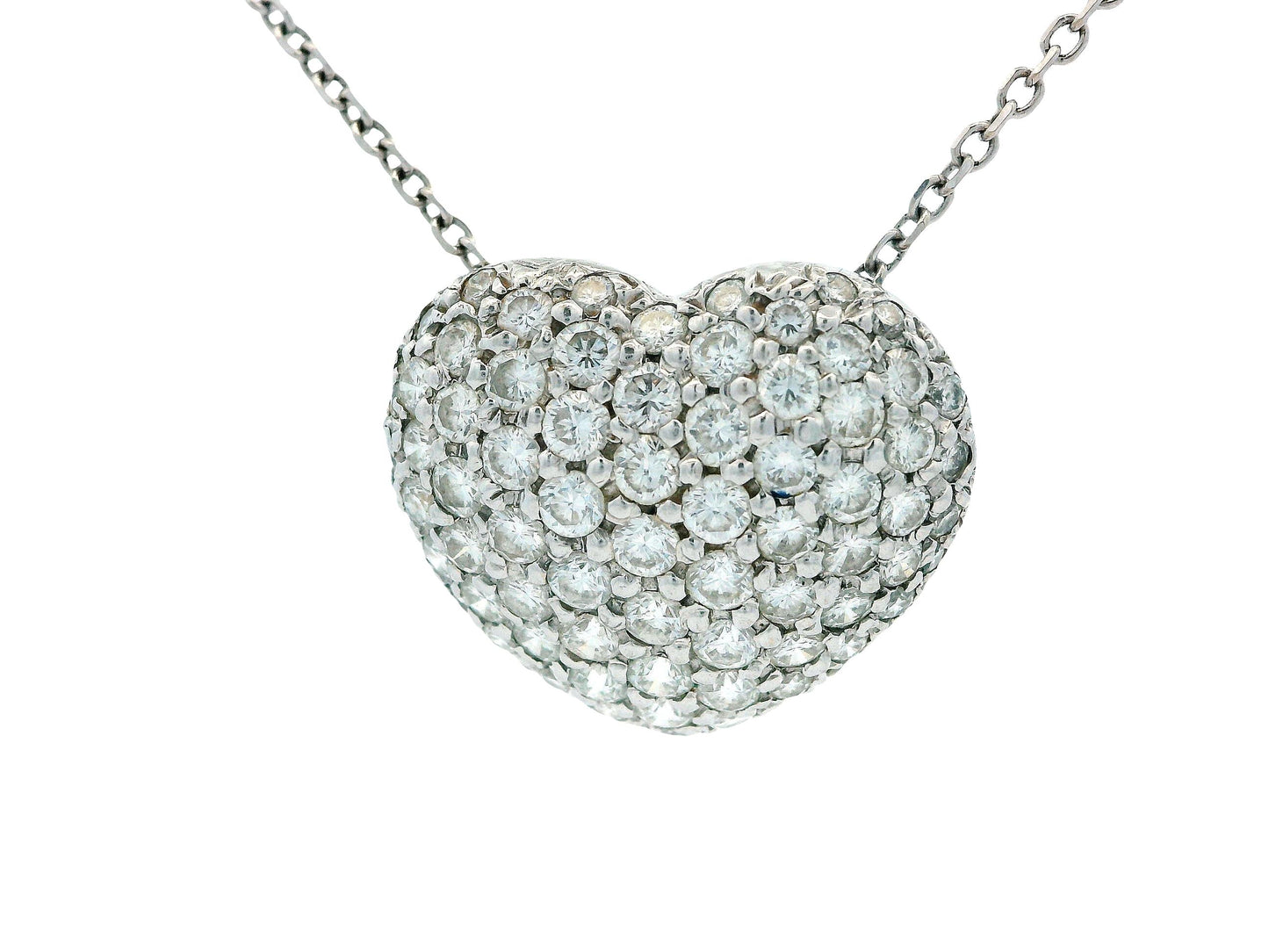 14K White Gold Heart Shape Pavé Necklace Pendant
