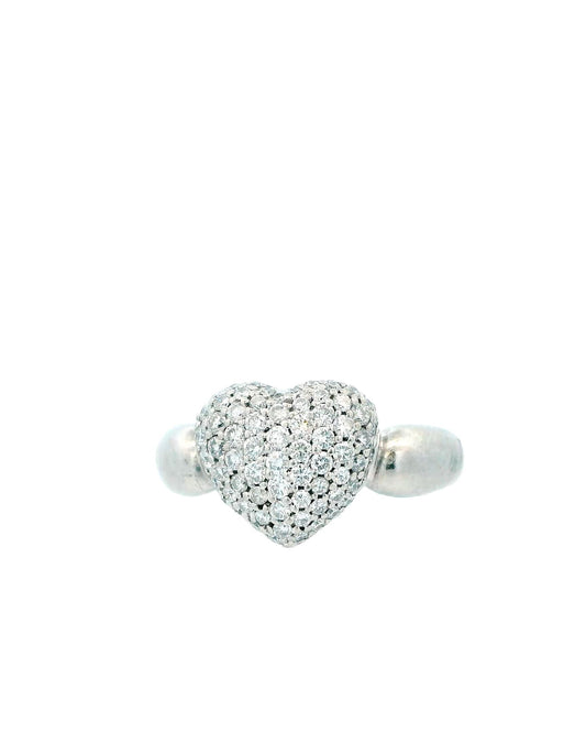 Heart Shaped Pave Platinum Ring