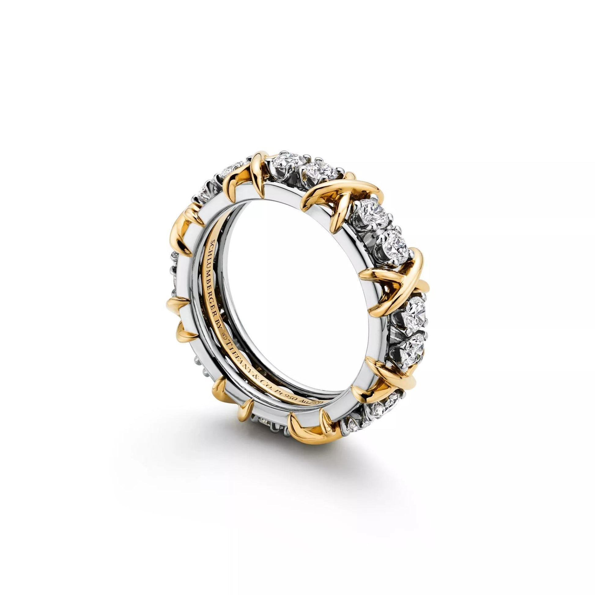 Tiffany & Co. Schlumberger Sixteen Diamond Stone Ring in Platinum and Gold