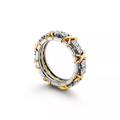 Tiffany & Co. Schlumberger Sixteen Diamond Stone Ring in Platinum and Gold