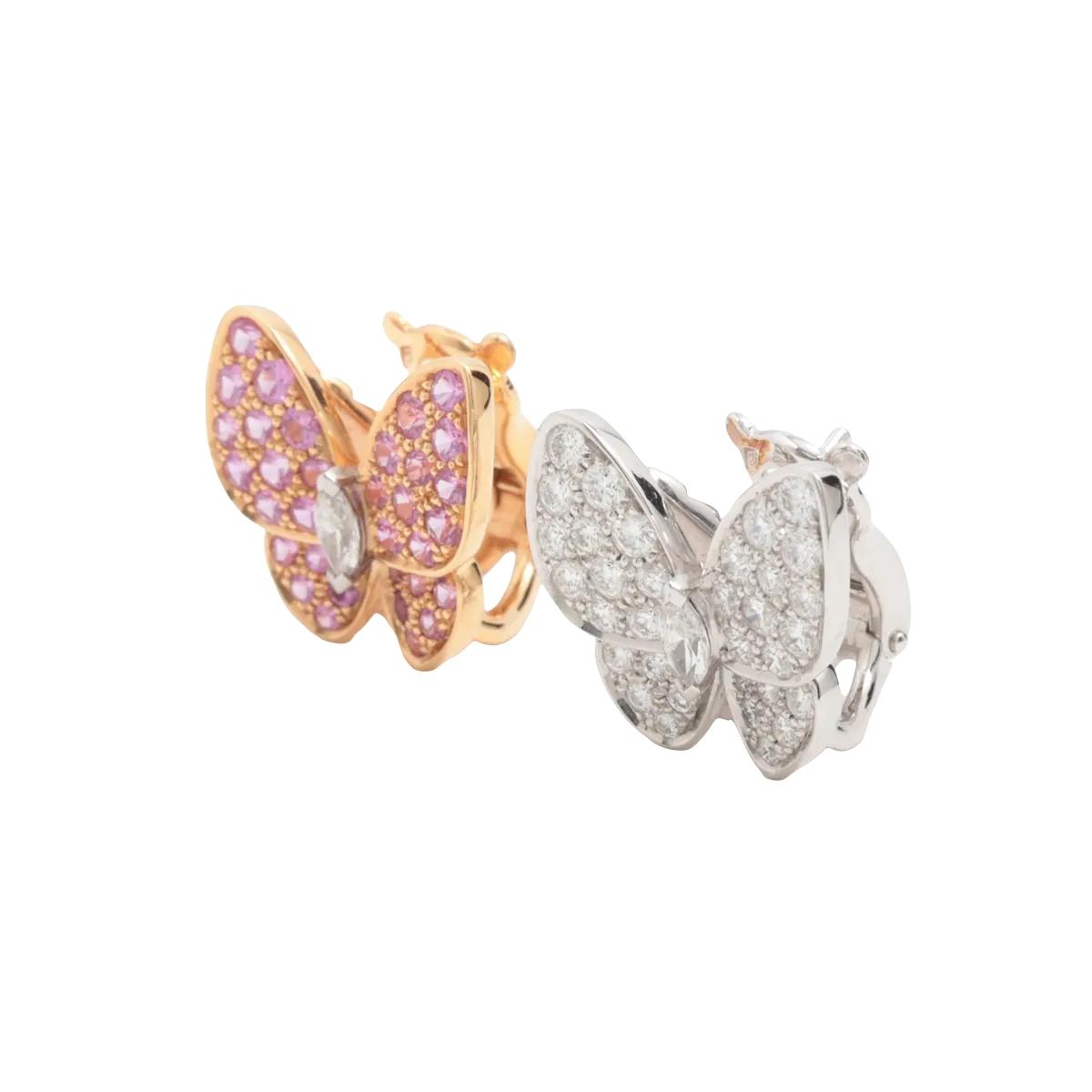 Van Cleef & Arpels Butterfly Stud Earrings 18K White Gold and 18K Rose Gold