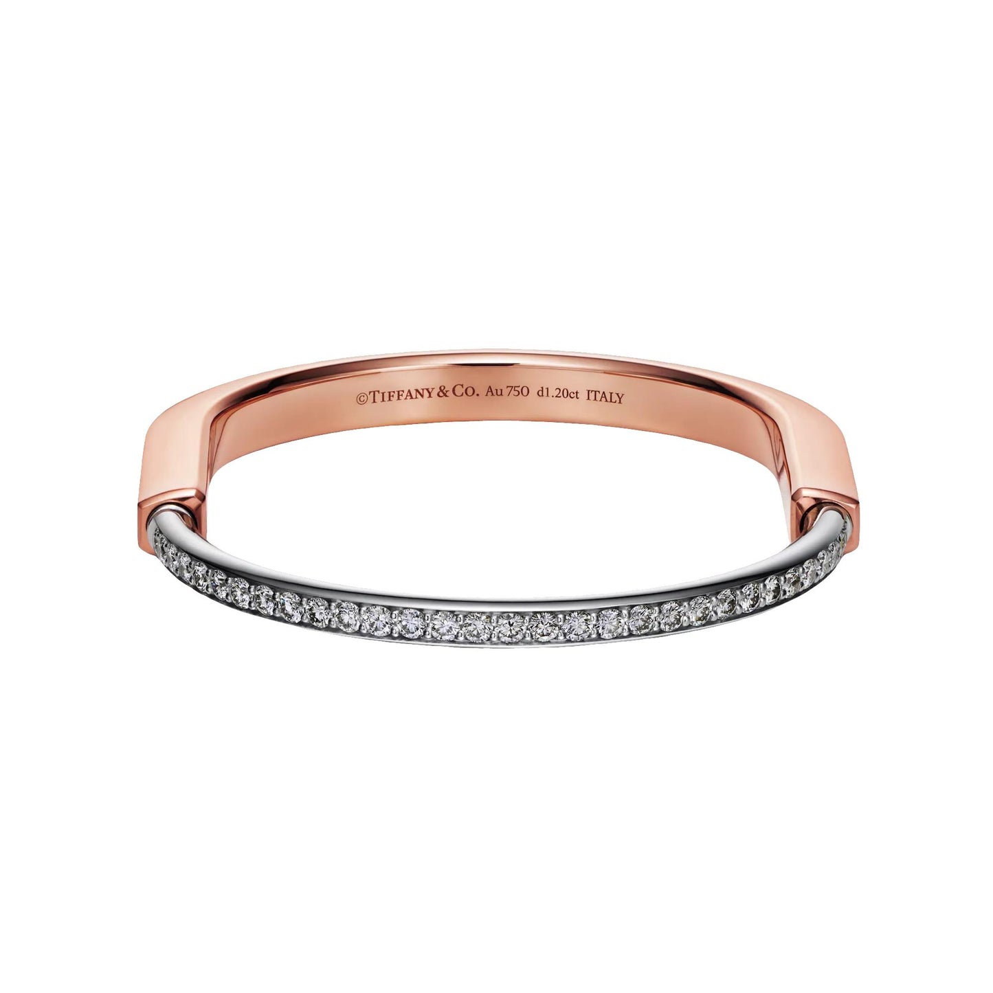 Tiffany & Co. 18K Rose & White Gold Medium Lock Diamond Bracelet