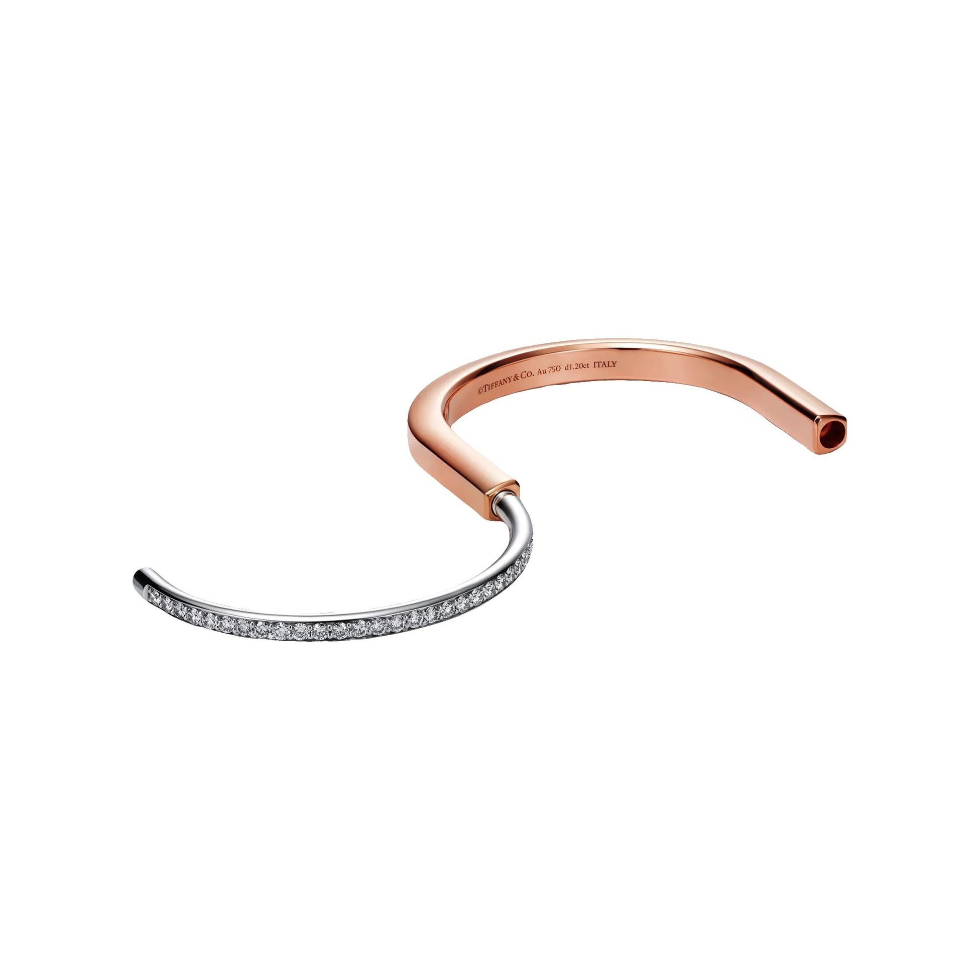 Tiffany & Co. 18K Rose & White Gold Medium Lock Diamond Bracelet