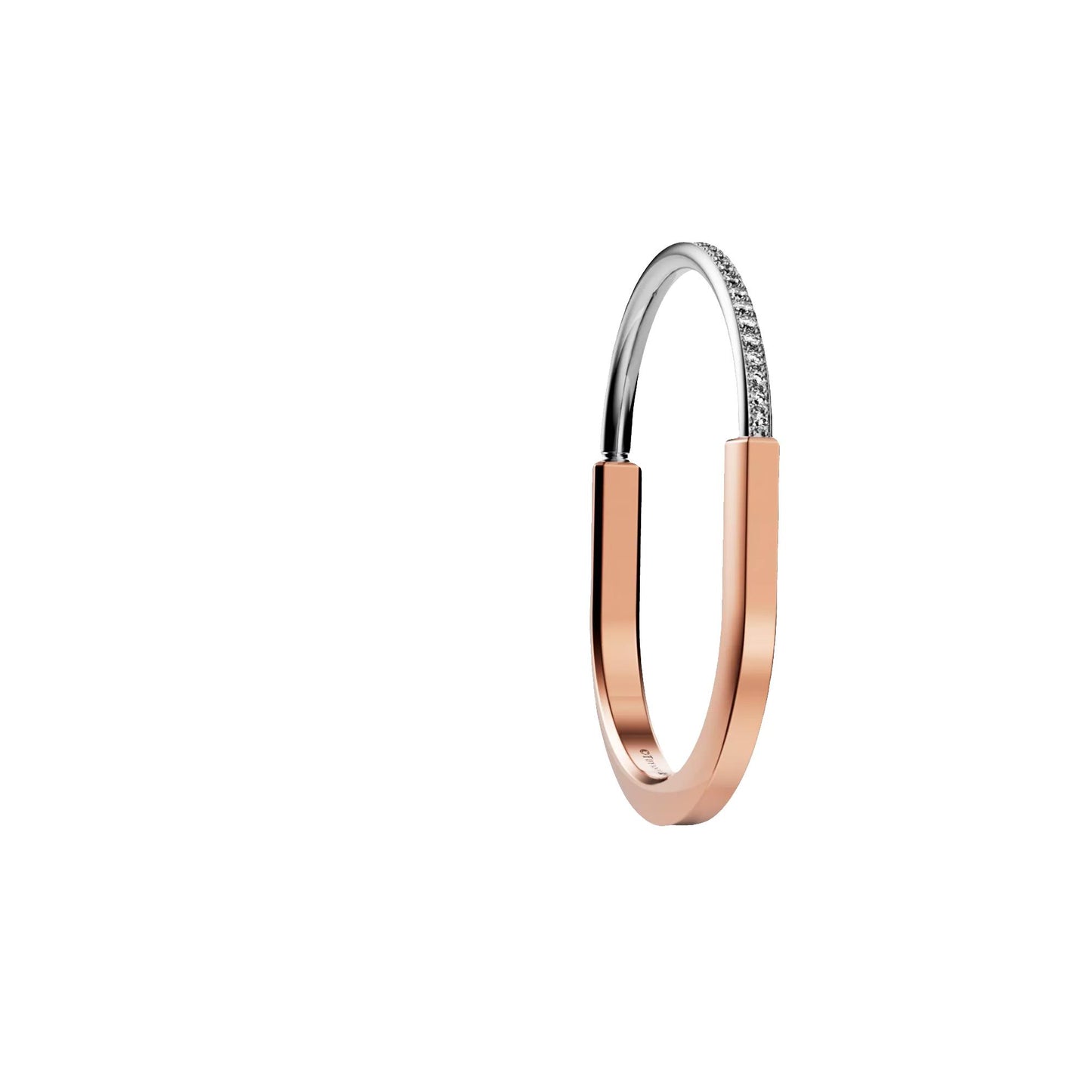 Tiffany & Co. 18K Rose & White Gold Medium Lock Diamond Bracelet