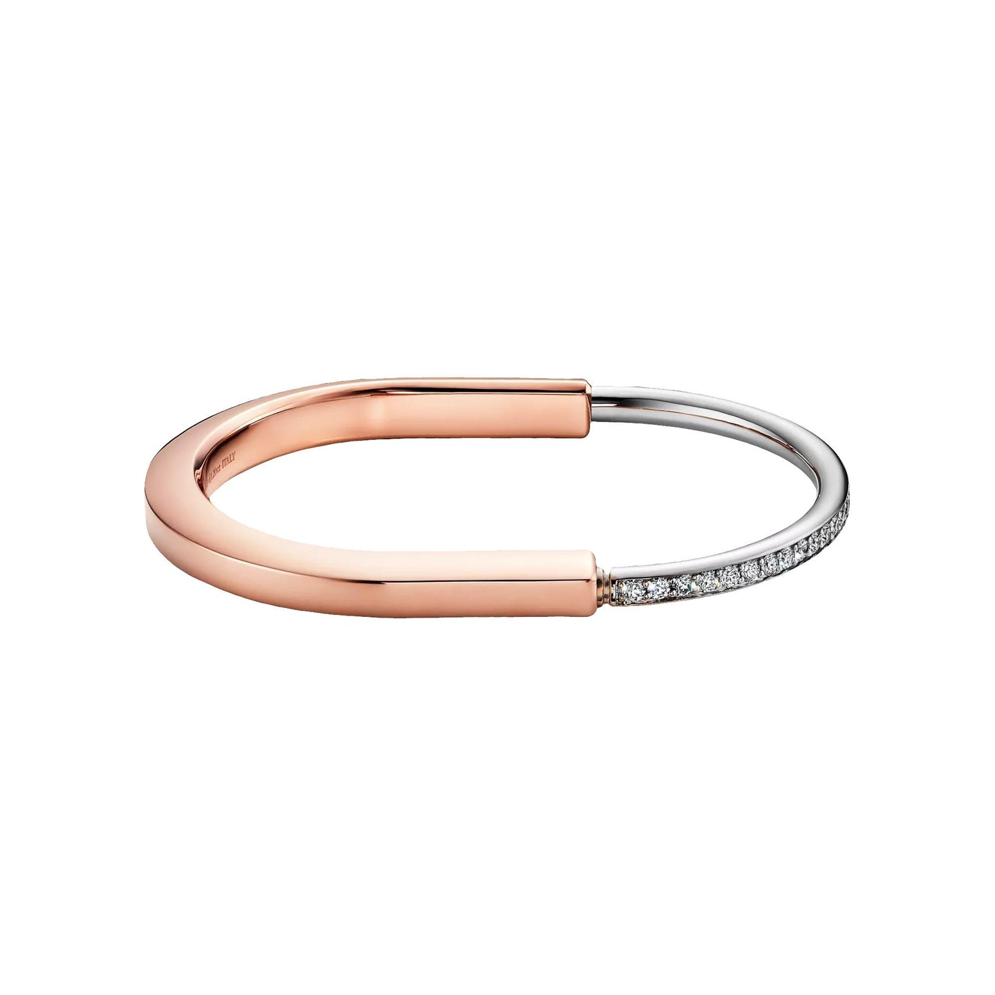 Tiffany & Co. 18K Rose & White Gold Medium Lock Diamond Bracelet