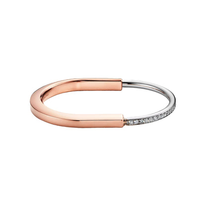 Tiffany & Co. 18K Rose & White Gold Medium Lock Diamond Bracelet