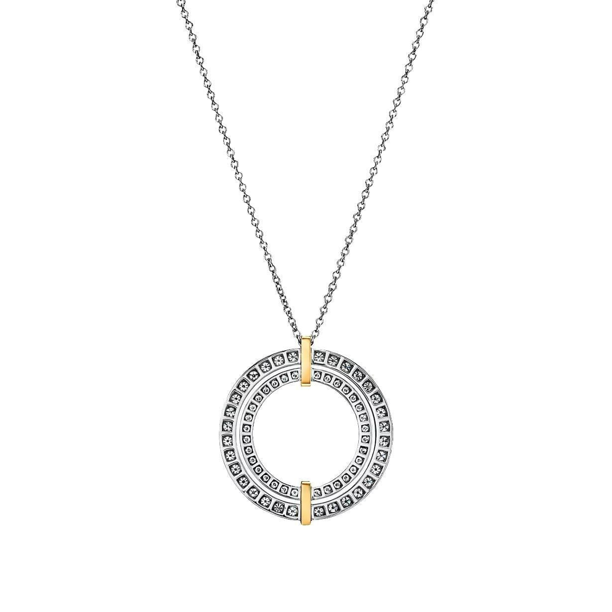 Tiffany Edge Large Circle in 18K White & Yellow Gold with Diamonds, Necklace