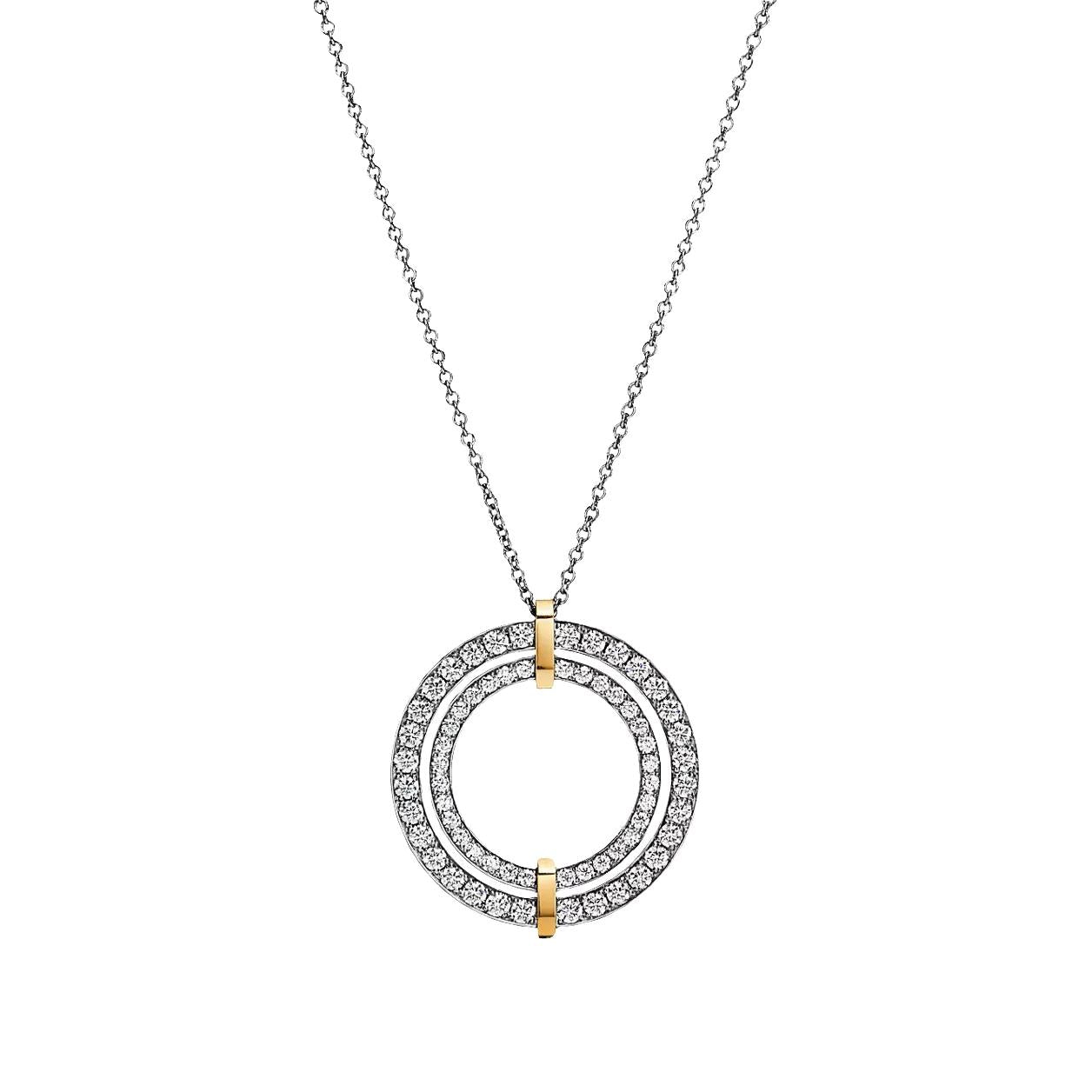 Tiffany Edge Large Circle in 18K White & Yellow Gold with Diamonds, Necklace