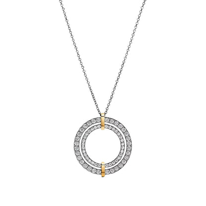 Tiffany Edge Large Circle in 18K White & Yellow Gold with Diamonds, Necklace