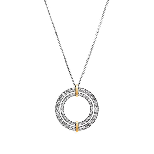 Tiffany Edge Large Circle in 18K White & Yellow Gold with Diamonds, Necklace