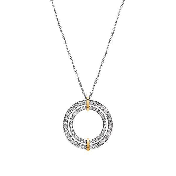 Tiffany Edge Large Circle in 18K White & Yellow Gold with Diamonds, Necklace