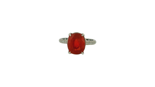18K White Gold Paved & Cushion-Cut Ruby Ring GIA Certified