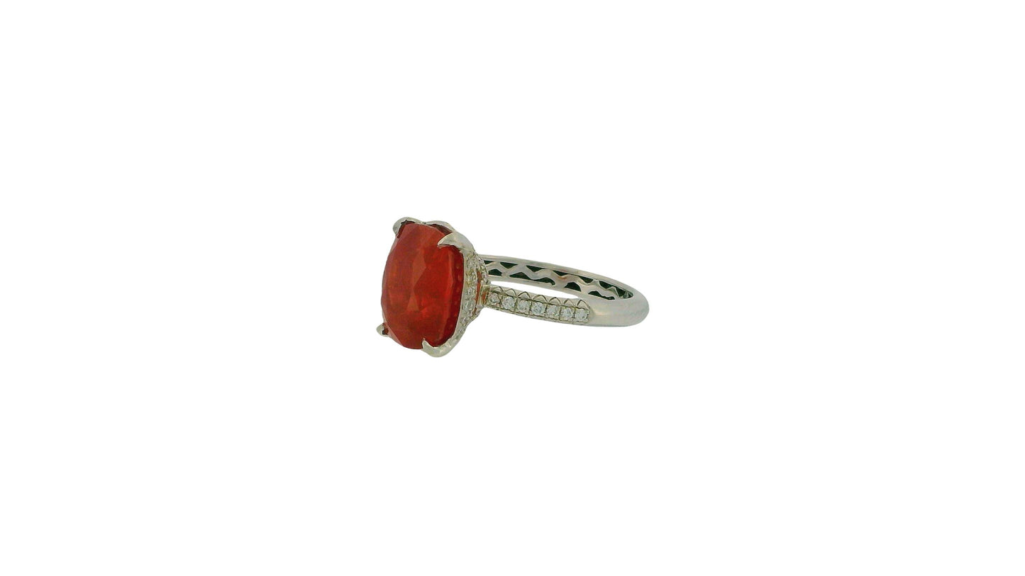 18K White Gold Paved & Cushion-Cut Ruby Ring GIA Certified