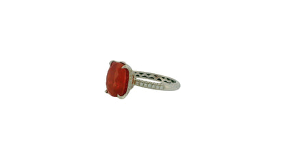 18K White Gold Paved & Cushion-Cut Ruby Ring GIA Certified