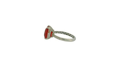 18K White Gold Paved & Cushion-Cut Ruby Ring GIA Certified