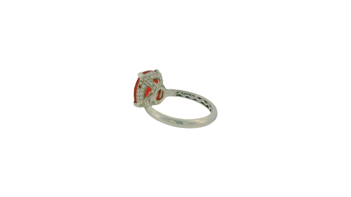 18K White Gold Paved & Cushion-Cut Ruby Ring GIA Certified