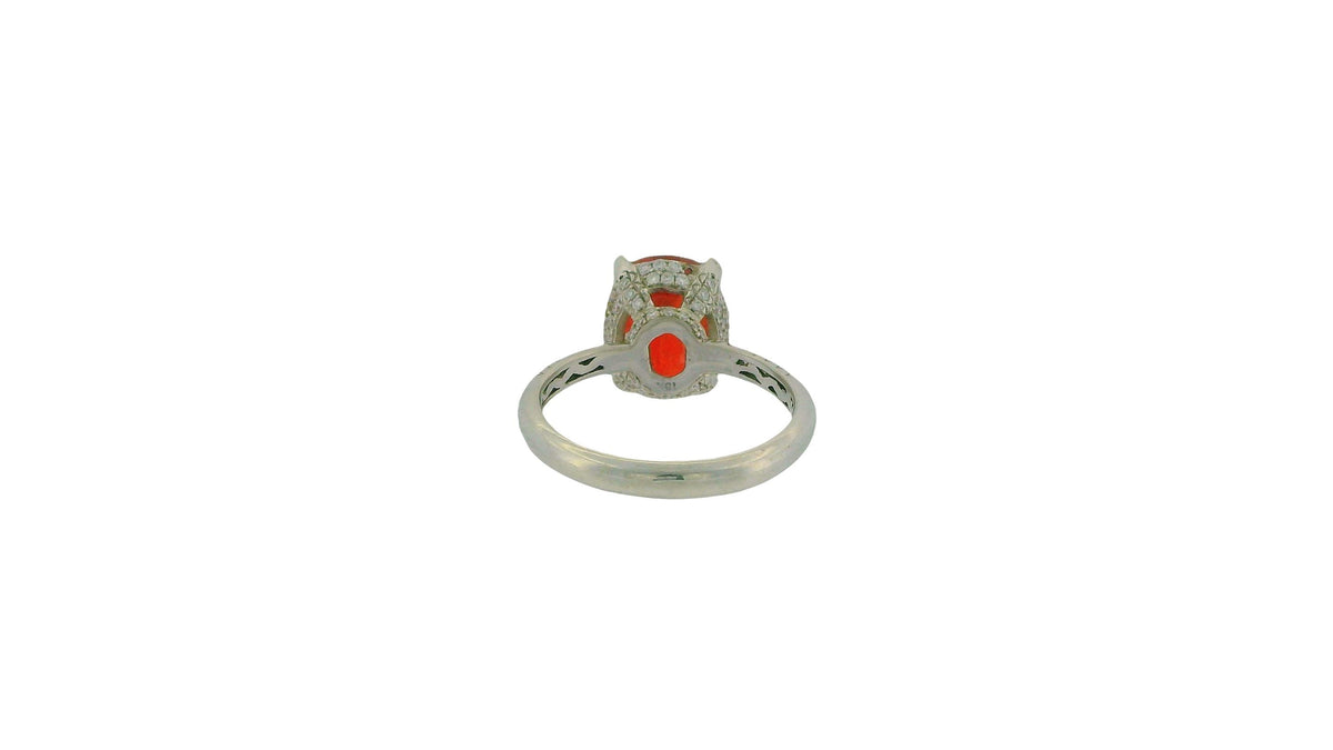 18K White Gold Paved & Cushion-Cut Ruby Ring GIA Certified