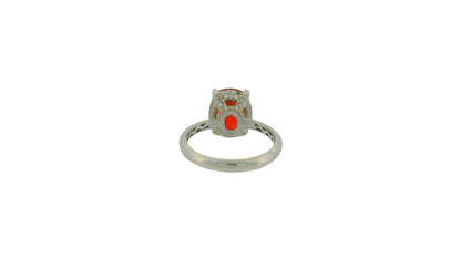 18K White Gold Paved & Cushion-Cut Ruby Ring GIA Certified