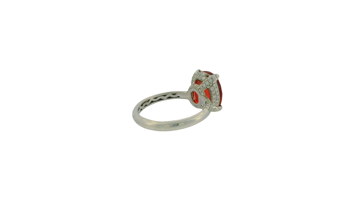 18K White Gold Paved & Cushion-Cut Ruby Ring GIA Certified