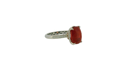 18K White Gold Paved & Cushion-Cut Ruby Ring GIA Certified