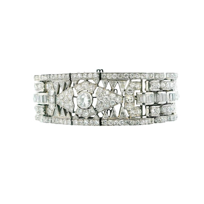 Art-Deco french Platinum 27Ct Diamond Bracelet