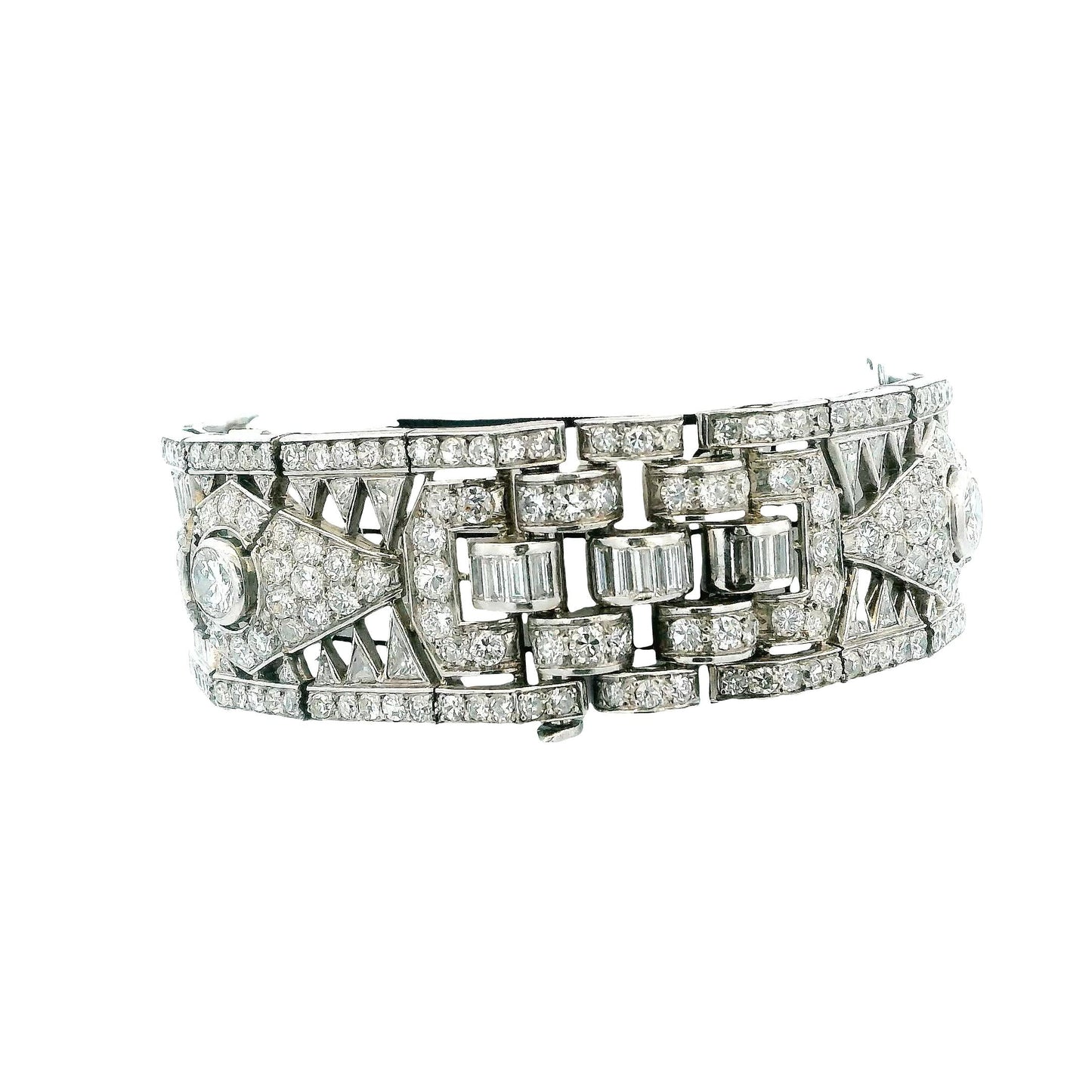 Art-Deco french Platinum 27Ct Diamond Bracelet