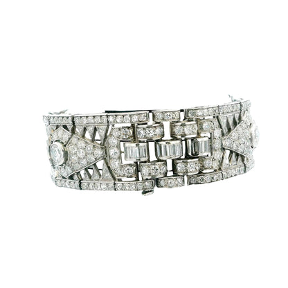 Art-Deco french Platinum 27Ct Diamond Bracelet