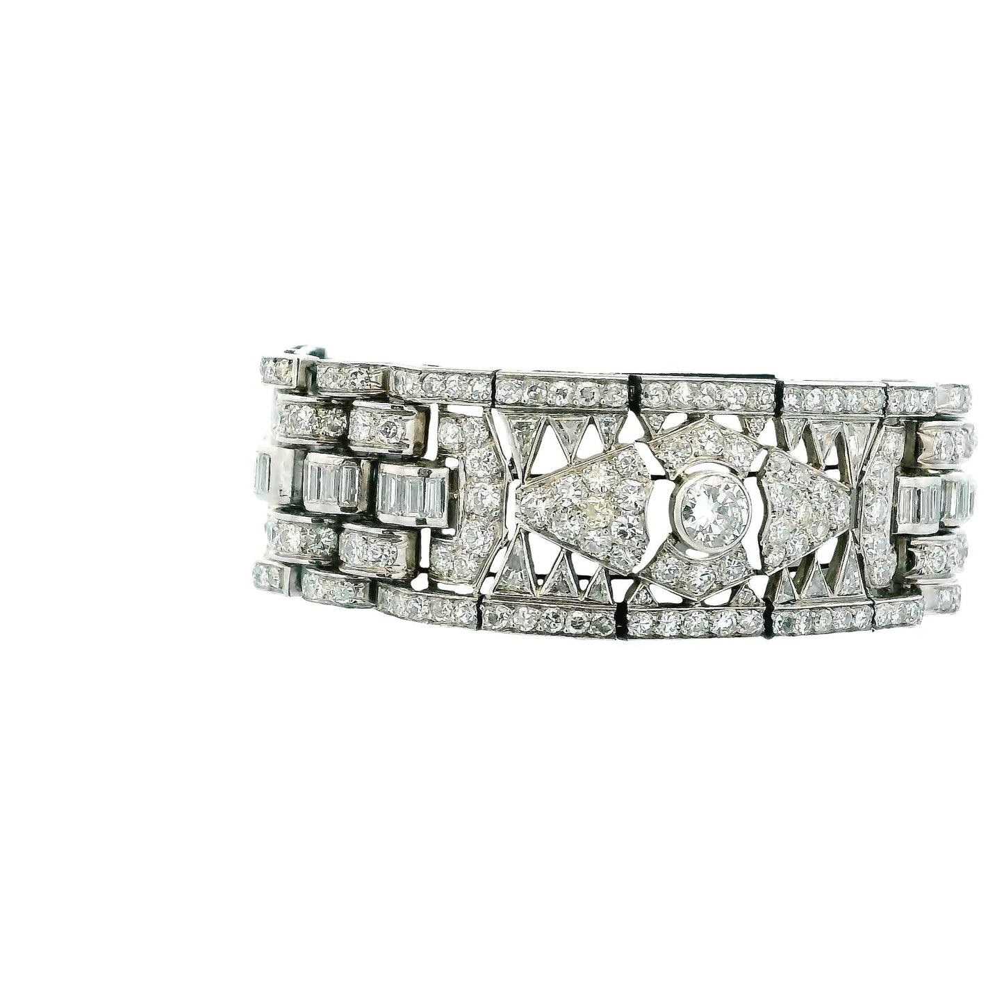 Art-Deco french Platinum 27Ct Diamond Bracelet
