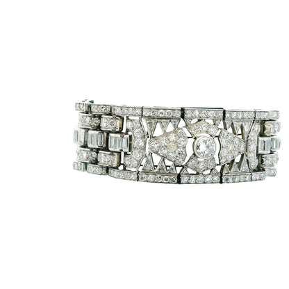 Art-Deco french Platinum 27Ct Diamond Bracelet