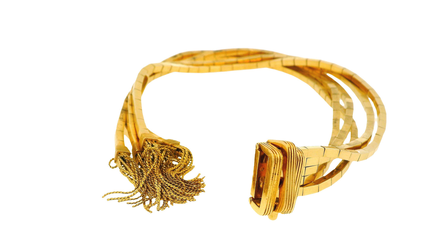 Retro 18K Gold Tassel Bracelet