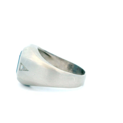 Platinum Blue Sapphire and Diamond Ring
